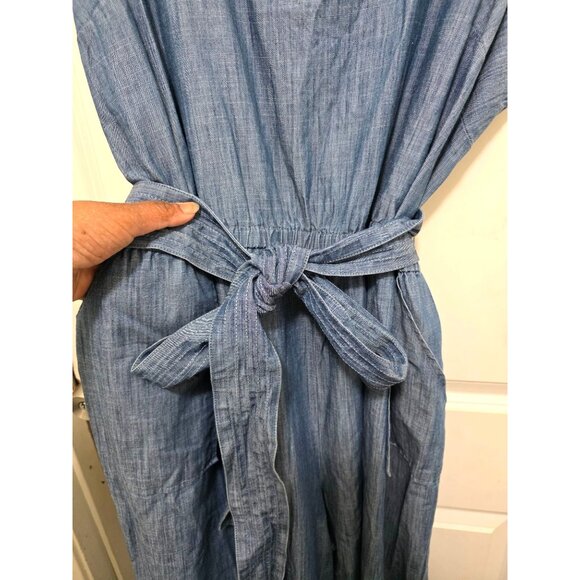 Lane Bryant Women's jumpsuit Chambray Sleeveless Elastic Tie Waist & Pockets Siz - Picture 7 of 12